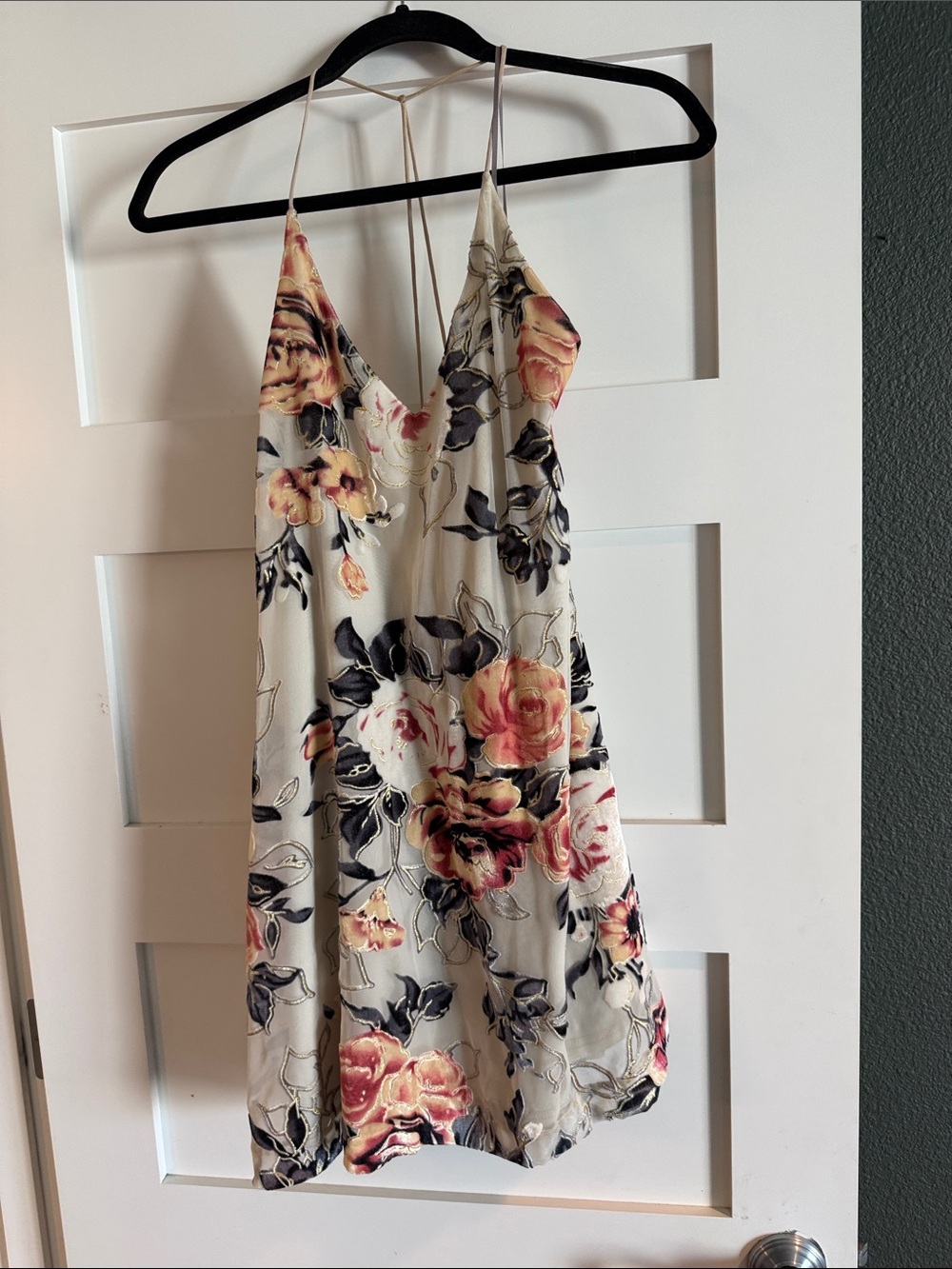 Cotton Candy Cream Floral Mini Dress with Pink Roses